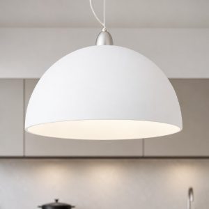 Lampadario da cucina cupola 40cm di vetro bianco