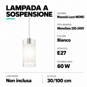 Accessorio kit lampada a sospensione cilindro per binario monofase bianco
