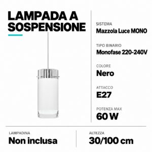 Accessorio kit a sospensione per binario monofase nero
