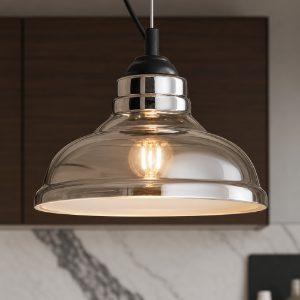 Ideal lux bistro sp1 plate lampadario per cucina vetro grigio fumo