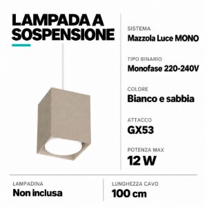 Accessorio kit lampada a sospensione sabbia per binario monofase bianco
