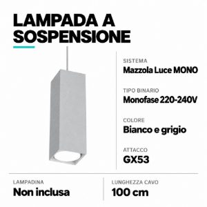 Accessorio kit sospensione grigia per binario monofase bianco