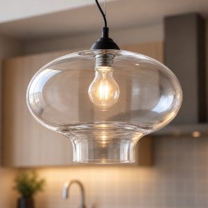 Bistro' sp1 round lampadario da cucina vetro trasparente ideal lux