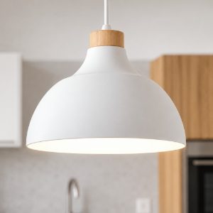 Lampadario per cucina moderna bianco a cupola 34 cm