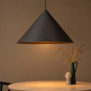 Lampadario a sospensione conico per sala da pranzo moderno grigio nero