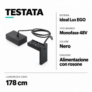 Ideal lux cappuccio finale elettrificato con rosone binario monofase 48v nero