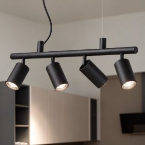 Dynamite sp4 ideal lux lampadario nero per isola cucina