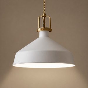 Ideal lux eris-s2 lampadario da cucina cupola bianca dettagli oro