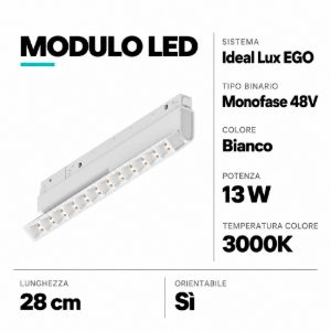 Ego ideal lux modulo faretti orientabile bianco led 13w 3000k
