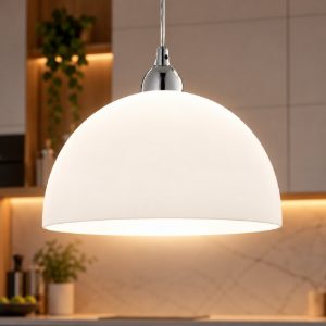 Fabas nice lampadario da cucina moderna campana vetro bianco 36cm