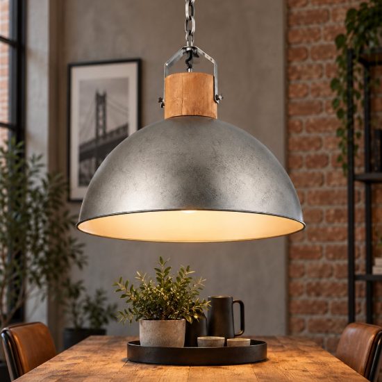 Lampadario da cucina cupola nickel industrial