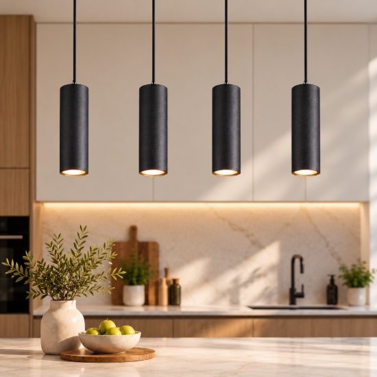 Lampadario per isola penisola cucina nero opaco