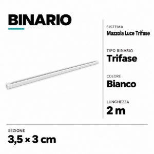 Binario elettrificato trifase 2 metri bianco