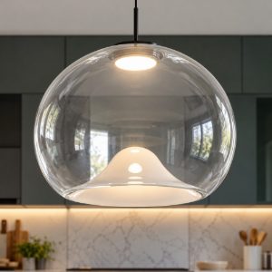 Fabas luce brena lampadario led in vetro saliscendi per cucina moderna 4000k