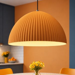 Lampadario cupola senape di plastica vegetale fabas luce carola