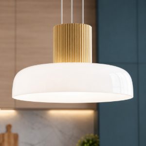 Fabas luce lunar lampadario oro cupola vetro bianco per cucina led cct 2700k 3000k 4000k