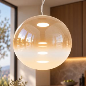 Fabas ovalia lampadario per cucina vetro cognac led 14w cct 2700k 3000k 4000k dimmerabile