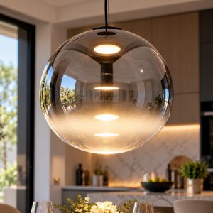 Fabas luce ovalia lampadario led 14w cct 2700k 3000k 4000k dimmerabile per cucina vetro grigio chiaro sfumato