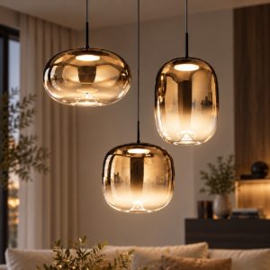 Fabas luce brio lampadario moderno tre luci vetro oro sfumato led 42w 2700k 3000k 4000k