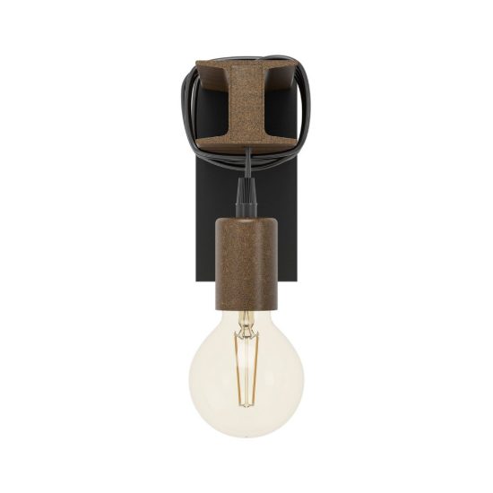 Eglo townshend 4 applique rettangolare nero e marrone per sala da pranzo 8cm
