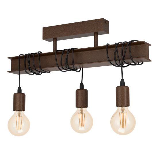 Eglo townshend 4 plafoniera per cucina industriale marrone invecchiato 55cm