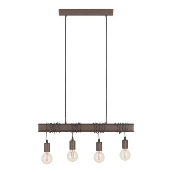 Eglo townshend 4 lampadario lineare marrone invecchiato per sala da pranzo 4 luci 70cm