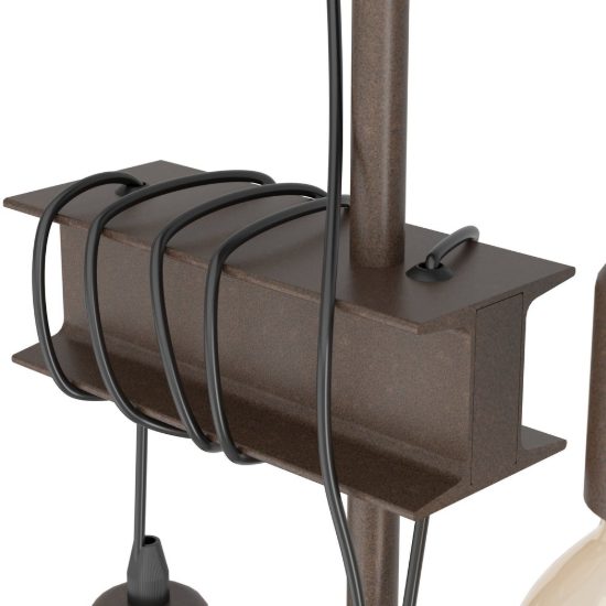 Eglo townshend 4 lampada da terra marrone invecchiato e nero per soggiorno