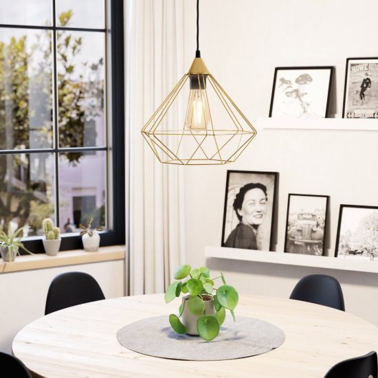 Eglo tarbes lampadario a sospensione 33cm moderno per ingresso ottone spazzolato