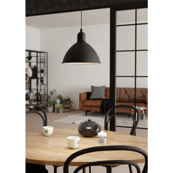 Eglo priddy lampadario cupola nero e bianco per ingresso a sospensione 31cm
