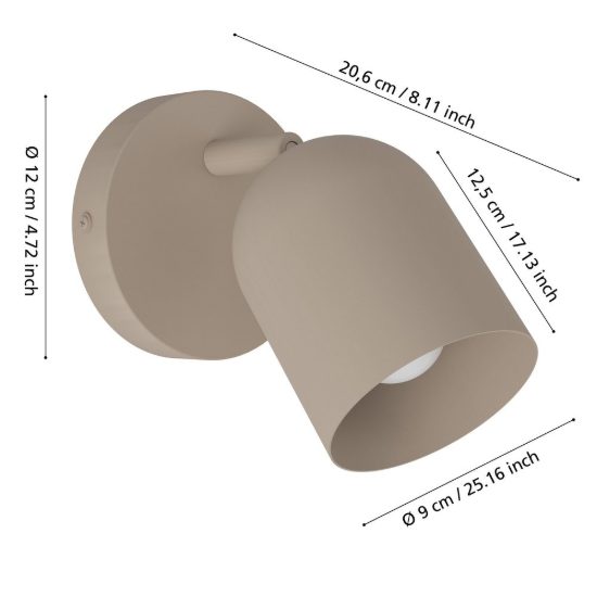 Eglo tilston applique da parete 12cm rotonda sabbia per ingresso