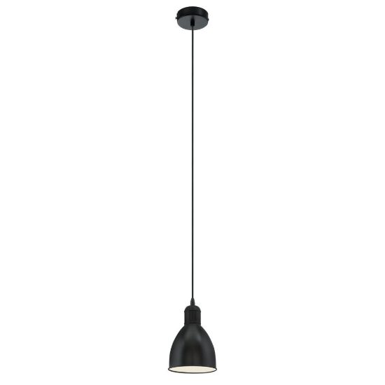 Eglo priddy lampada cupola industriale nero bianco per cucina a sospensione 16cm