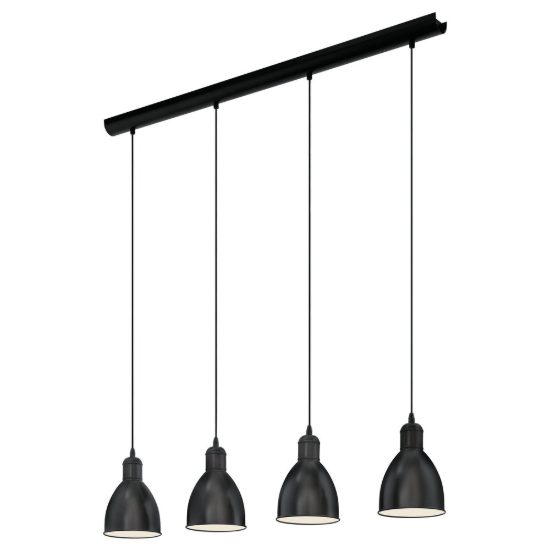 Eglo priddy lampadario lineare nero e bianco per sala da pranzo a sospensione 4 luci 98cm
