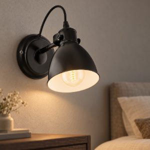 Eglo priddy applique rotonda nero e bianco per soggiorno da parete 13cm