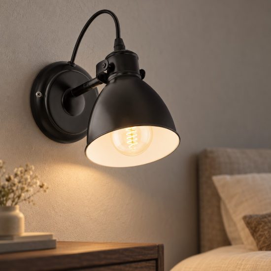Eglo priddy applique rotonda nero e bianco per soggiorno da parete 13cm