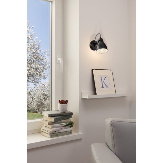 Eglo priddy applique rotonda nero e bianco per soggiorno da parete 13cm