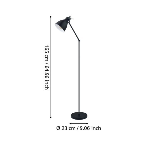 Eglo priddy lampada cupola industriale nero e bianco per soggiorno da terra