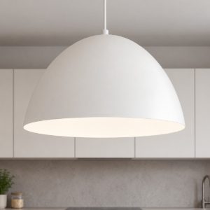 Lampadario cupola di metallo bianco 50cm per cucina moderna