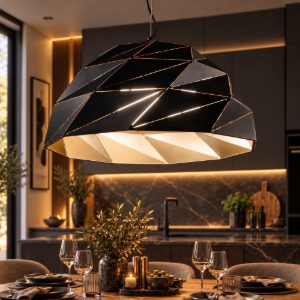 Perenz tilt lampadario per cucina moderna cupola nero e oro