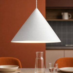 Lampadario cono bianco 30cm per cucina iconic perenz