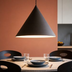 Lampadario cono 40cm grigio marrone per cucina perenz iconic