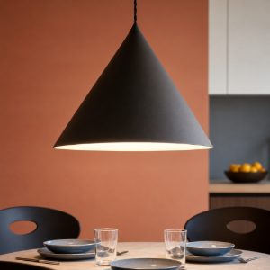 Lampadario per cucina cono 50cm grigio marrone metallizzato perenz iconic