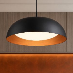 Lampadario led cupola nero rame per tavolo da pranzo cucina 3000k