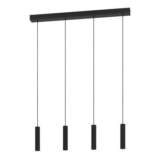 Eglo almudaina lampadario per cucina lineare nero a sospensione led 21.6w 3000k 4 luci 84cm
