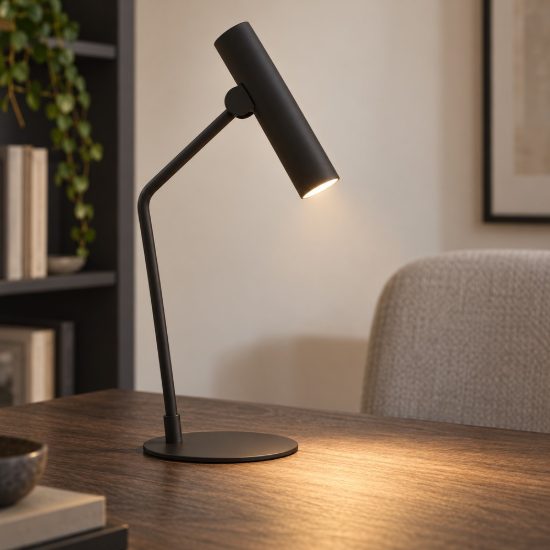 Eglo almudaina lampada per soggiorno cilindro nera da tavolo led 5w 3000k