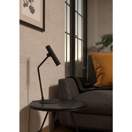 Eglo almudaina lampada per soggiorno cilindro nera da tavolo led 5w 3000k
