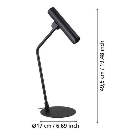 Eglo almudaina lampada per soggiorno cilindro nera da tavolo led 5w 3000k