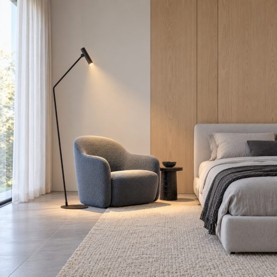 Eglo almudaina piantana moderna per soggiorno cilindro nera led 5w 3000k dimmerabile
