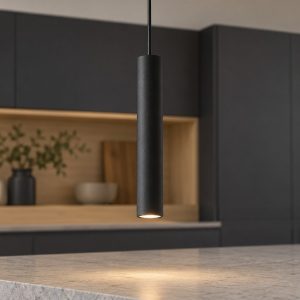 Eglo almudaina lampada per camera da letto cilindro nera a sospensione led 5w 3000k 4cm