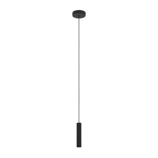 Eglo almudaina lampada per camera da letto cilindro nera a sospensione led 5w 3000k 4cm