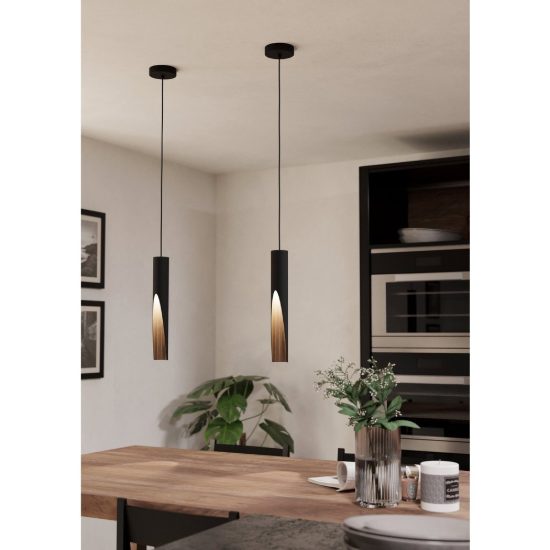 Eglo barbotto lampada a sospensione led 4.5w 3000k 6cm per cucina cilindro nero marrone
